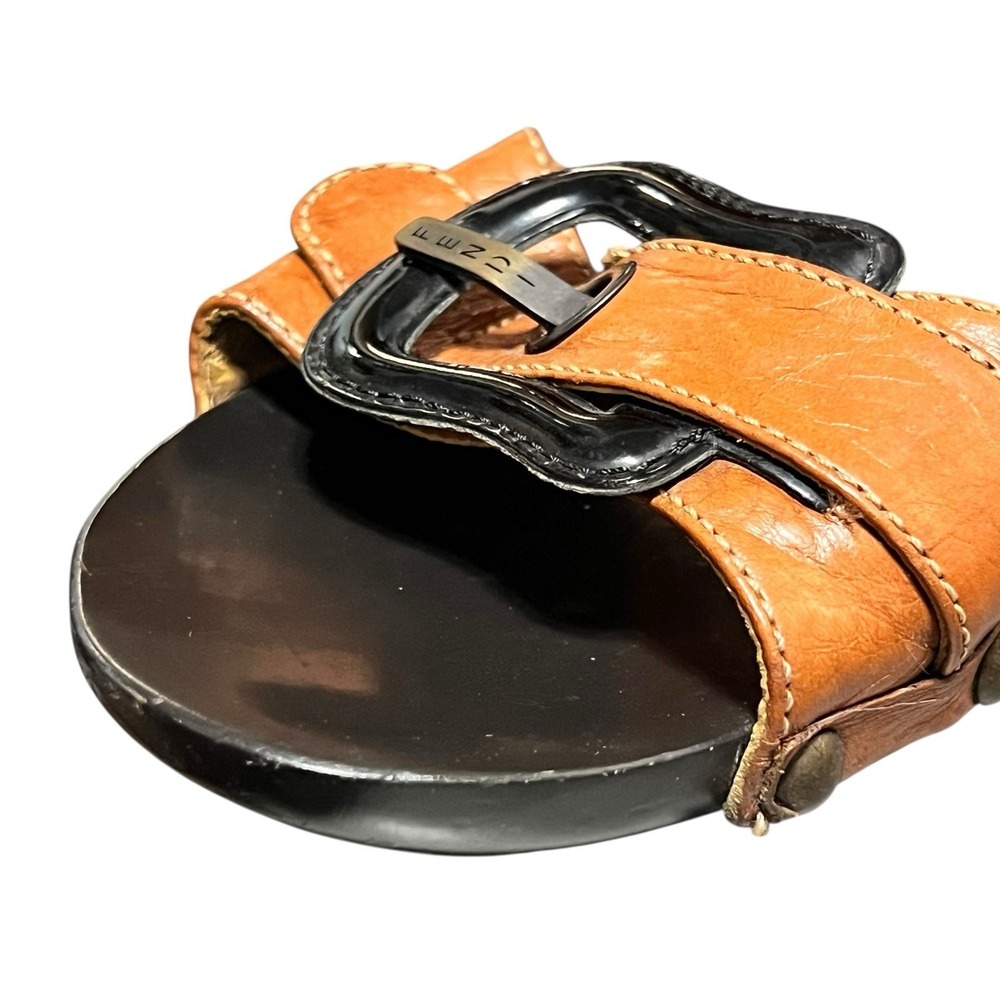 Fendi Leather Mule Sandals Sz 38 Brown Stud Detail Block Baguette Heel Buckle - Picture 11 of 11